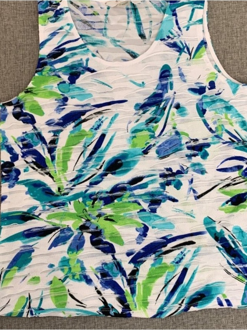 Sleeveless Floral Print Tank Top - Blue & Green